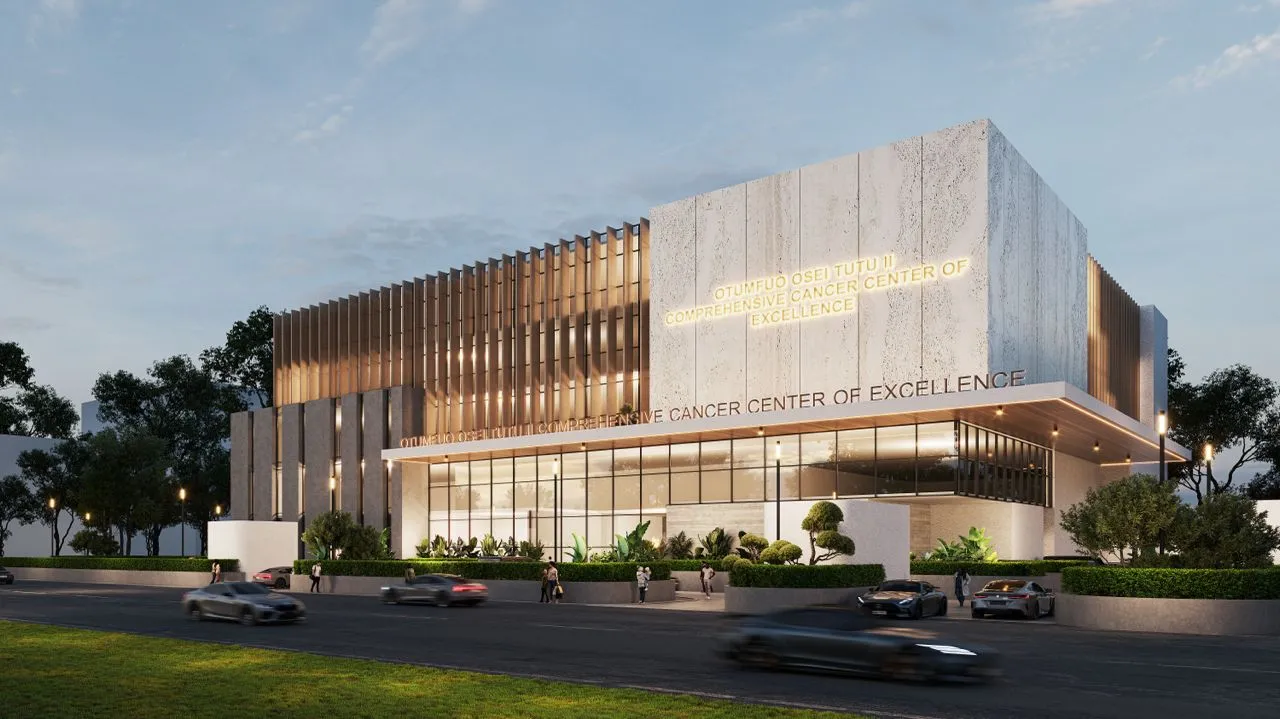 Architect's render of the Center in the evening
