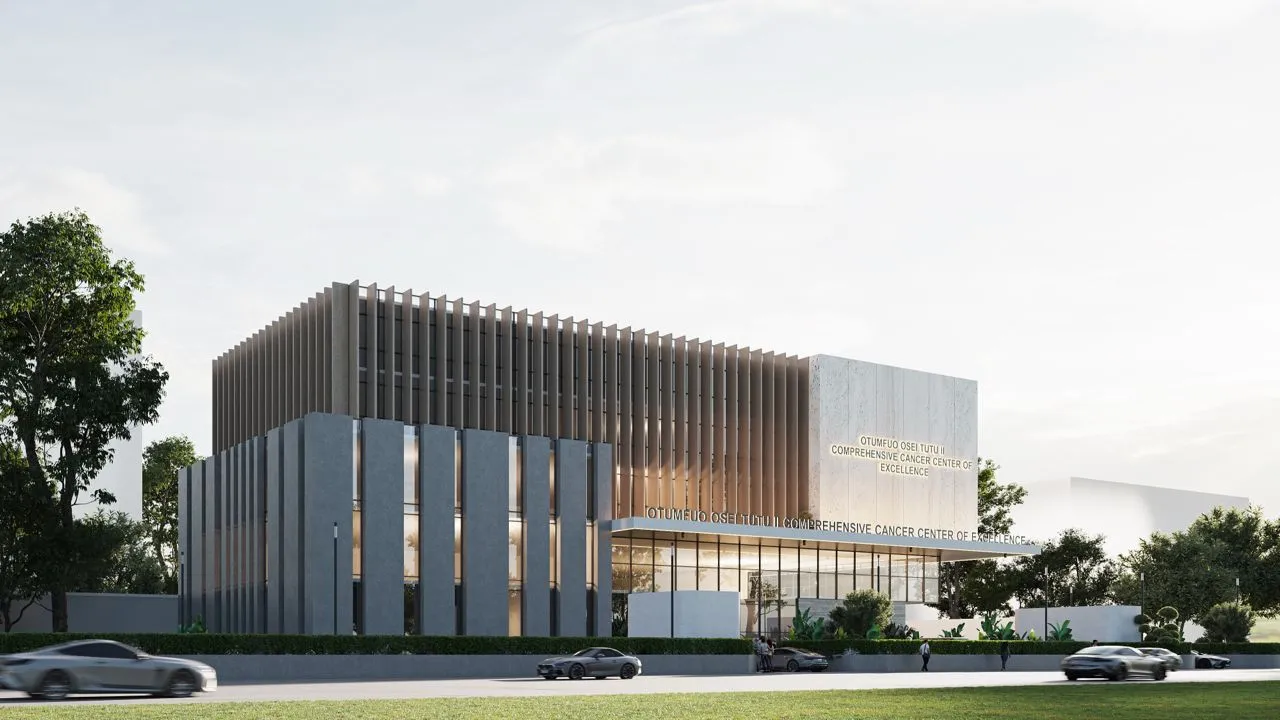Architect's render of the Center — view from the left
