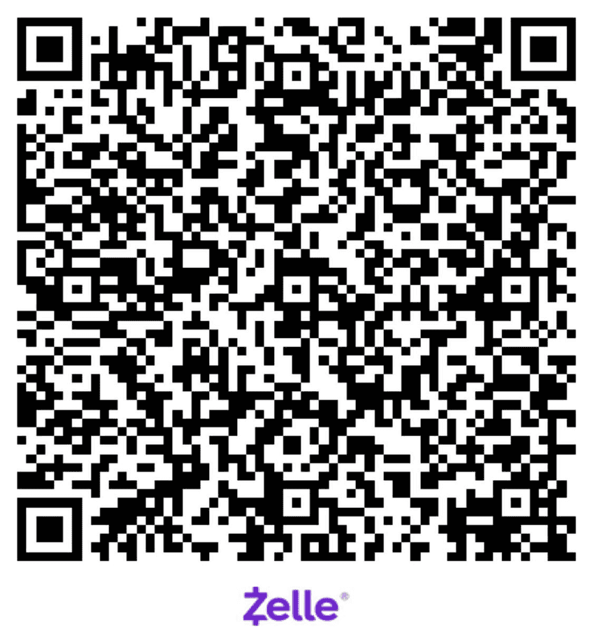 Zelle QR code — scan or tap to donate